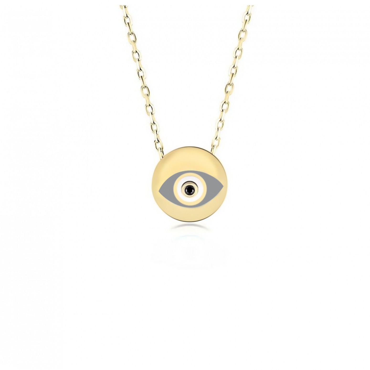 Eye necklace, Κ9 gold with zircon and enamel, ko5858 NECKLACES Κοσμηματα - chrilia.gr