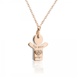 Necklace with boy for baby and mum, K14 pink gold with mother of pearl and diamonds 0.01ct, pk0156 NECKLACES Κοσμηματα - chrilia.gr