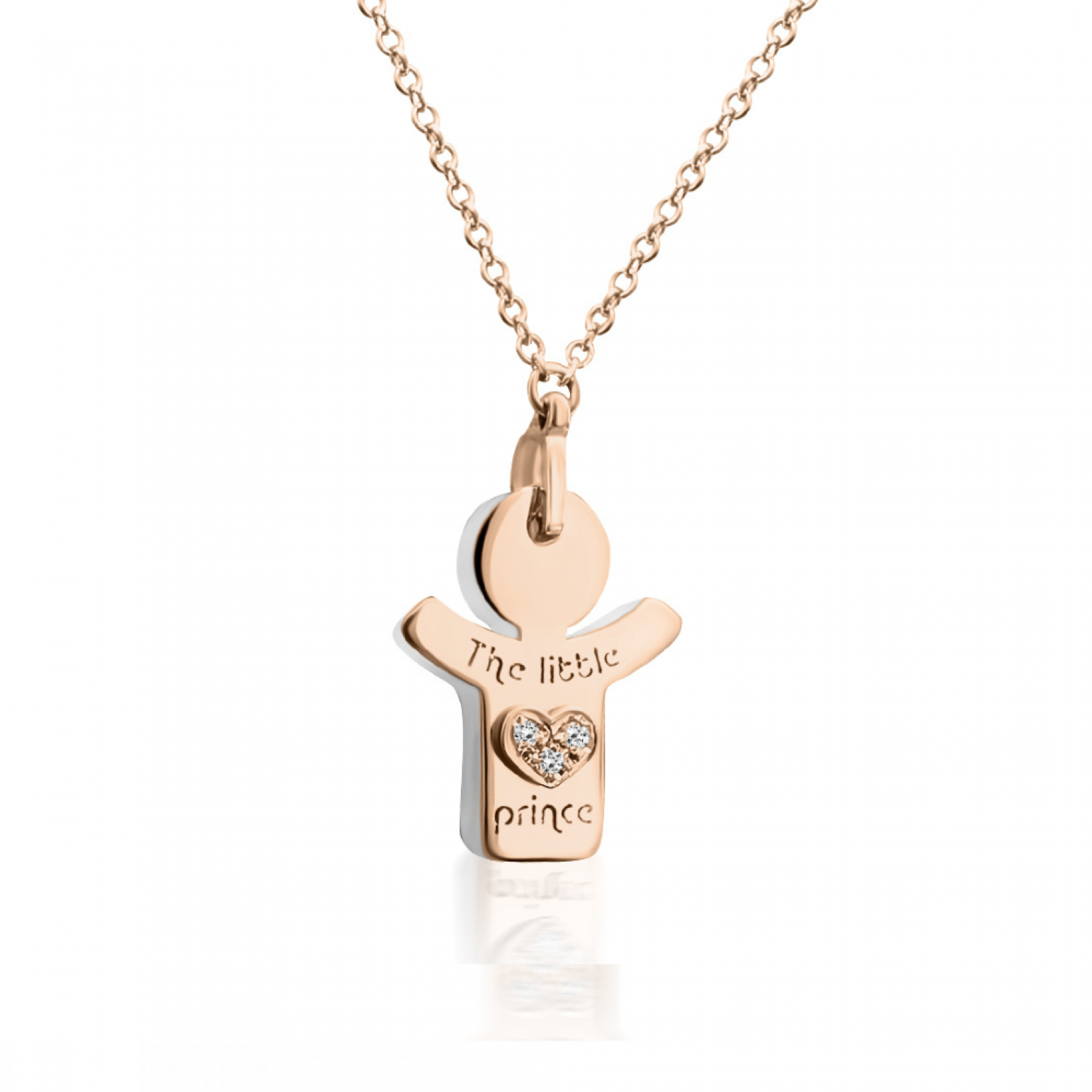 Necklace with boy for baby and mum, K14 pink gold with mother of pearl and diamonds 0.01ct, pk0156 NECKLACES Κοσμηματα - chrilia.gr