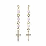 Dangle earrings K14 gold with white onyx, sk1579 EARRINGS Κοσμηματα - chrilia.gr