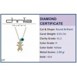 Necklace for baby and mum, K14 gold with girl, eye and diamonds 0.01ct, VS2, H, pk0107 NECKLACES Κοσμηματα - chrilia.gr
