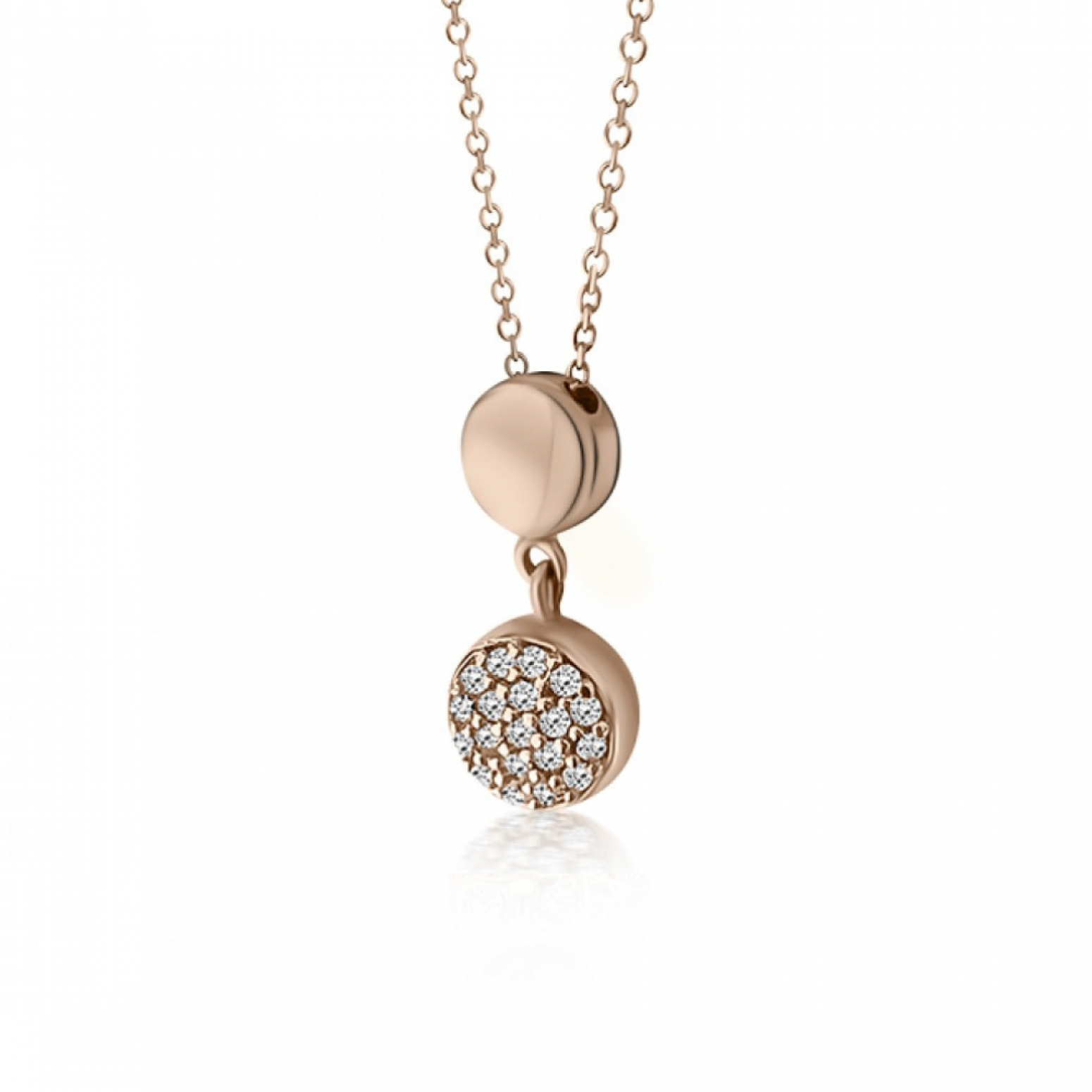 Round necklace, Κ14 pink gold with zircon, ko4748 NECKLACES Κοσμηματα - chrilia.gr