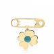 Babies pin K14 gold with four-leaf clover and turquoise pf0041