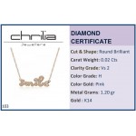 Smile necklace, Κ14 pink gold with diamond 0.02ct, VS2, H pk0103 NECKLACES Κοσμηματα - chrilia.gr