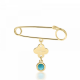 Babies pin K14 gold with cross and turquoise pf0142