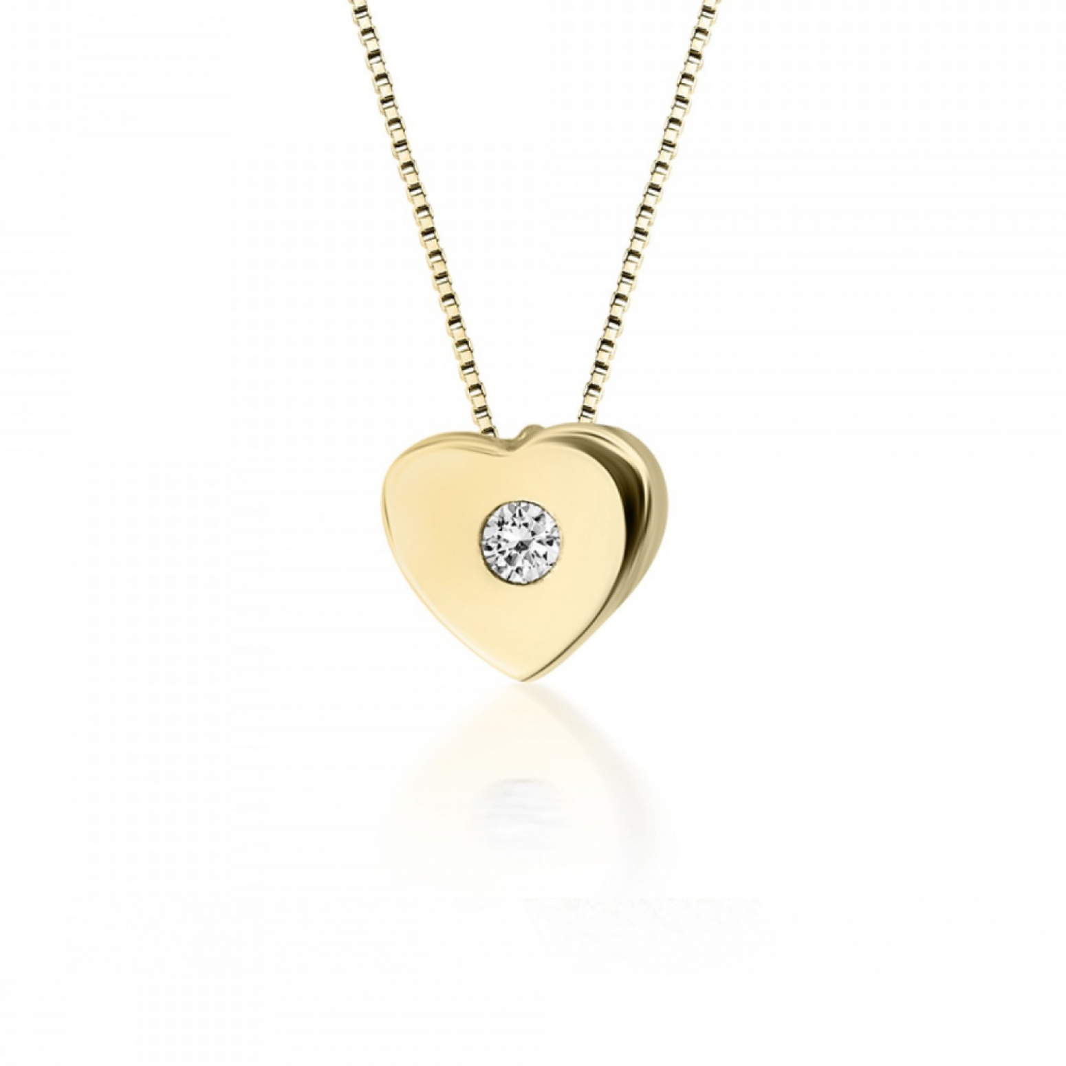 Heart necklace, Κ14 gold with zircon, ko1806 NECKLACES Κοσμηματα - chrilia.gr