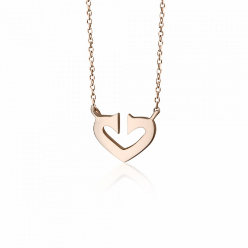Heart necklace, Κ9 pink gold, ko4139 NECKLACES Κοσμηματα - chrilia.gr