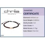 Women bracelet with square, 14K pink gold with granada and diamond 0.003ct, VS2, H, br2530 BRACELETS Κοσμηματα - chrilia.gr