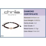 Women bracelet with eye, 14K pink gold with granada and diamond 0.003ct, VS2, H, br2531 BRACELETS Κοσμηματα - chrilia.gr