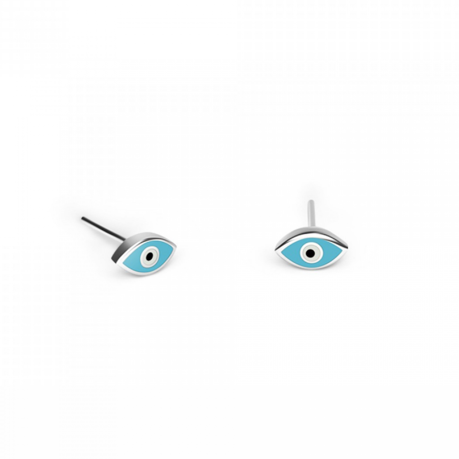 Eye earrings K9 white gold with enamel, sk3369 EARRINGS Κοσμηματα - chrilia.gr