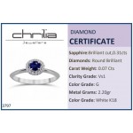 Solitaire ring 18K white gold with sapphire 0.31ct and diamonds, VS1, G da3797 ENGAGEMENT RINGS Κοσμηματα - chrilia.gr