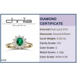 Solitaire ring 18K gold with emerald 0.37ct and diamonds, VS1, G, da4108 ENGAGEMENT RINGS Κοσμηματα - chrilia.gr