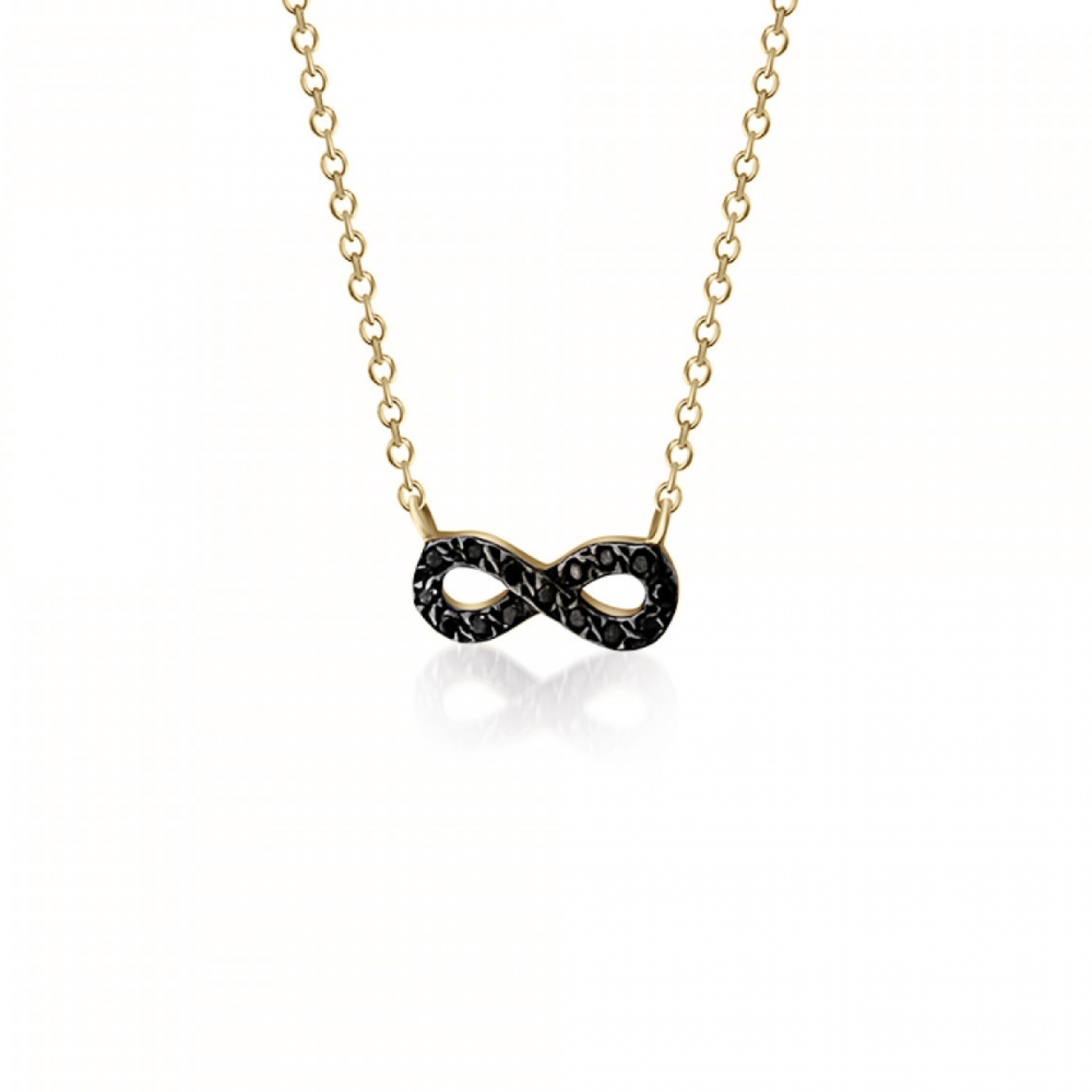 Infinity necklace, Κ9 gold with black zircon, ko4143 NECKLACES Κοσμηματα - chrilia.gr