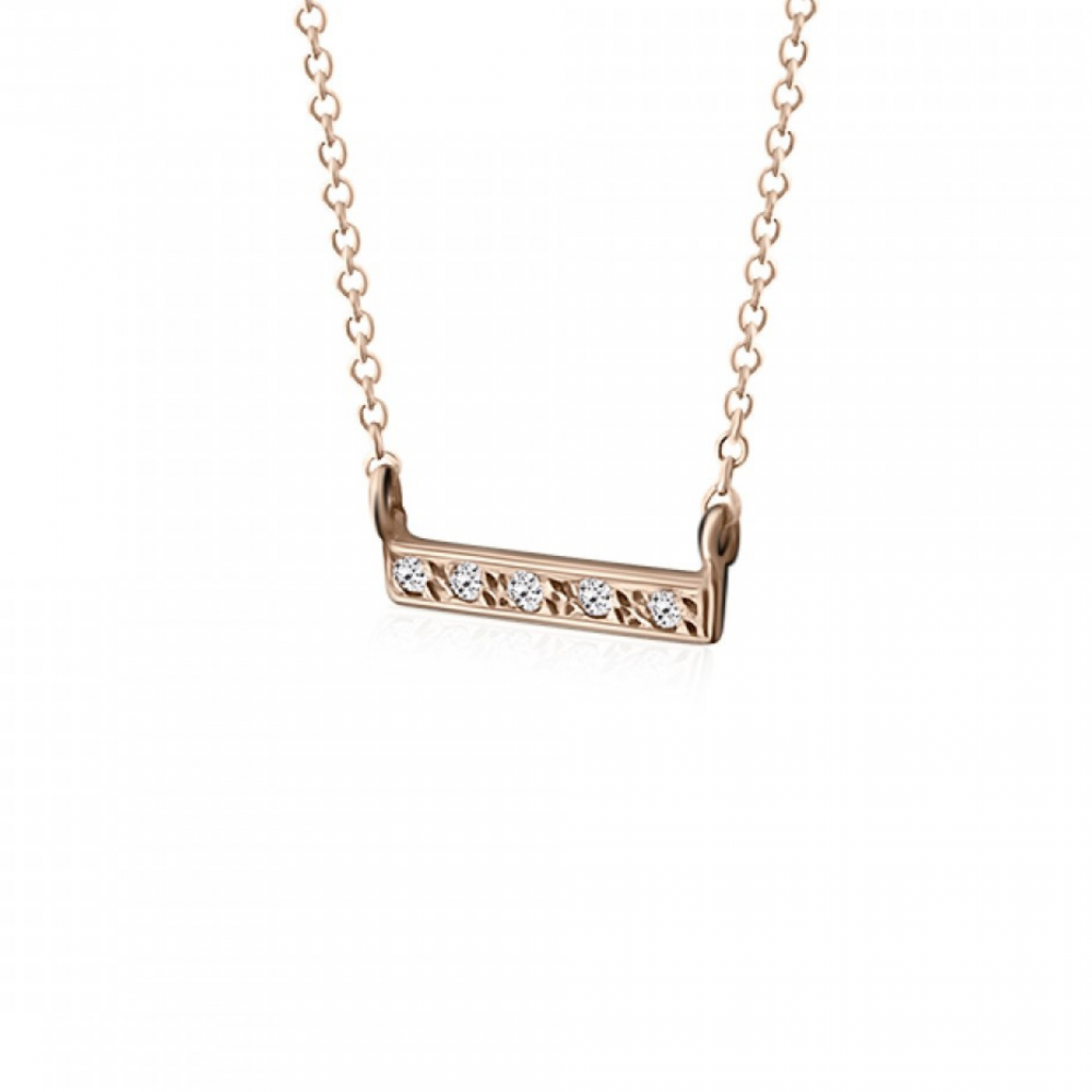 Bar necklace, Κ9 pink gold with zircon, ko4420 NECKLACES Κοσμηματα - chrilia.gr