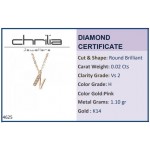 Monogram necklace N, Κ14 pink gold with diamonds 0.02ct, VS2, H ko4625 NECKLACES Κοσμηματα - chrilia.gr