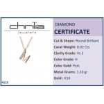 Monogram necklace M, Κ14 pink gold with diamonds 0.02ct, VS2, H ko4626 NECKLACES Κοσμηματα - chrilia.gr