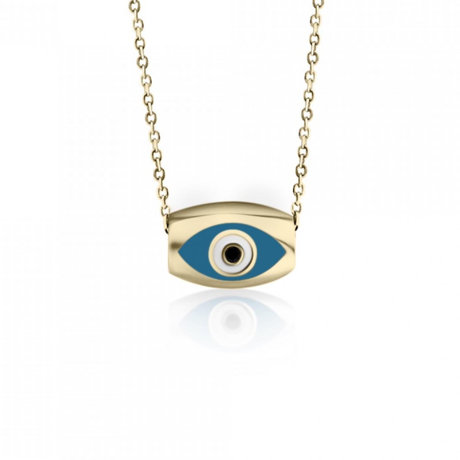 Eye necklace, Κ9 gold with enamel and spinel, ko4733 NECKLACES Κοσμηματα - chrilia.gr