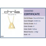 Monogram necklace Δ, Κ9 gold with diamond 0.005ct, VS2, H ko4885 NECKLACES Κοσμηματα - chrilia.gr