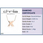 Κολιέ μονόγραμμα Χ, Κ9 ροζ χρυσό με διαμάντι 0.005ct, VS2, H ko4888 ΚΟΛΙΕ Κοσμηματα - chrilia.gr