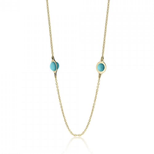 Necklace, K14 gold with turquoise, ko4992 NECKLACES Κοσμηματα - chrilia.gr