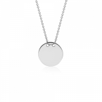 Round tag necklace, Κ14 white gold, ko5322 NECKLACES Κοσμηματα - chrilia.gr