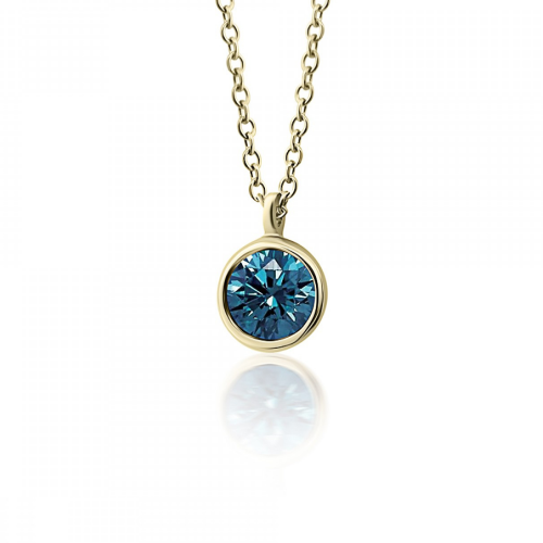 Solitaire necklace, Κ14 gold with london blue topaz , ko5495 NECKLACES Κοσμηματα - chrilia.gr