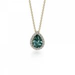 Drop necklace, Κ14 gold with green and white zircon, ko5735 NECKLACES Κοσμηματα - chrilia.gr