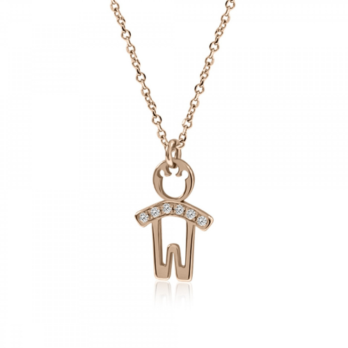 Necklace for baby and mum, K14 pink gold with boy and diamonds 0.03ct, VS2, H, pk0093 NECKLACES Κοσμηματα - chrilia.gr