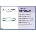 Tennis bracelet 18K white gold with emeralds 9.80ct and diamonds, 0.42ct, VS1/VS2, G/H, br2897 BRACELETS Κοσμηματα - chrilia.gr