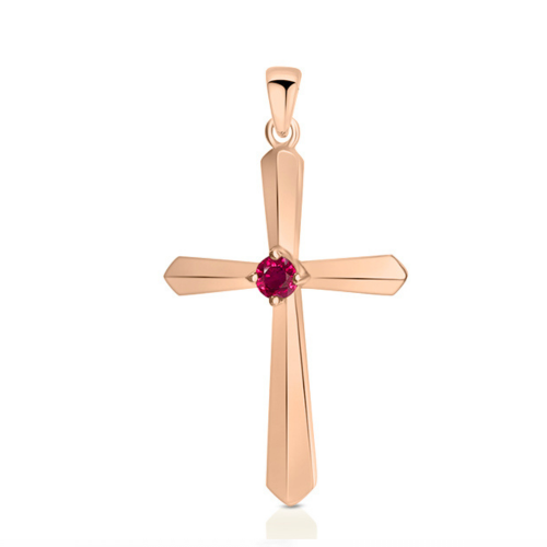 Βαπτιστικός σταυρός Κ18 ροζ χρυσό με ρουμπίνι 0.10ct, st4069 ΣΤΑΥΡΟΙ Κοσμηματα - chrilia.gr