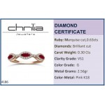 Half stone ring 18K pink gold with rubies 0.63ct and diamonds 0.30ct, da4186 ENGAGEMENT RINGS Κοσμηματα - chrilia.gr
