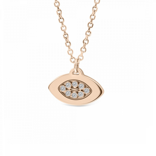 Eye necklace, Κ14 pink gold with diamonds 0.03ct, VS2, H ko4560 NECKLACES Κοσμηματα - chrilia.gr