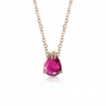 Solitaire necklace 18K pink gold with ruby 0.35ct, ko4904 NECKLACES Κοσμηματα - chrilia.gr