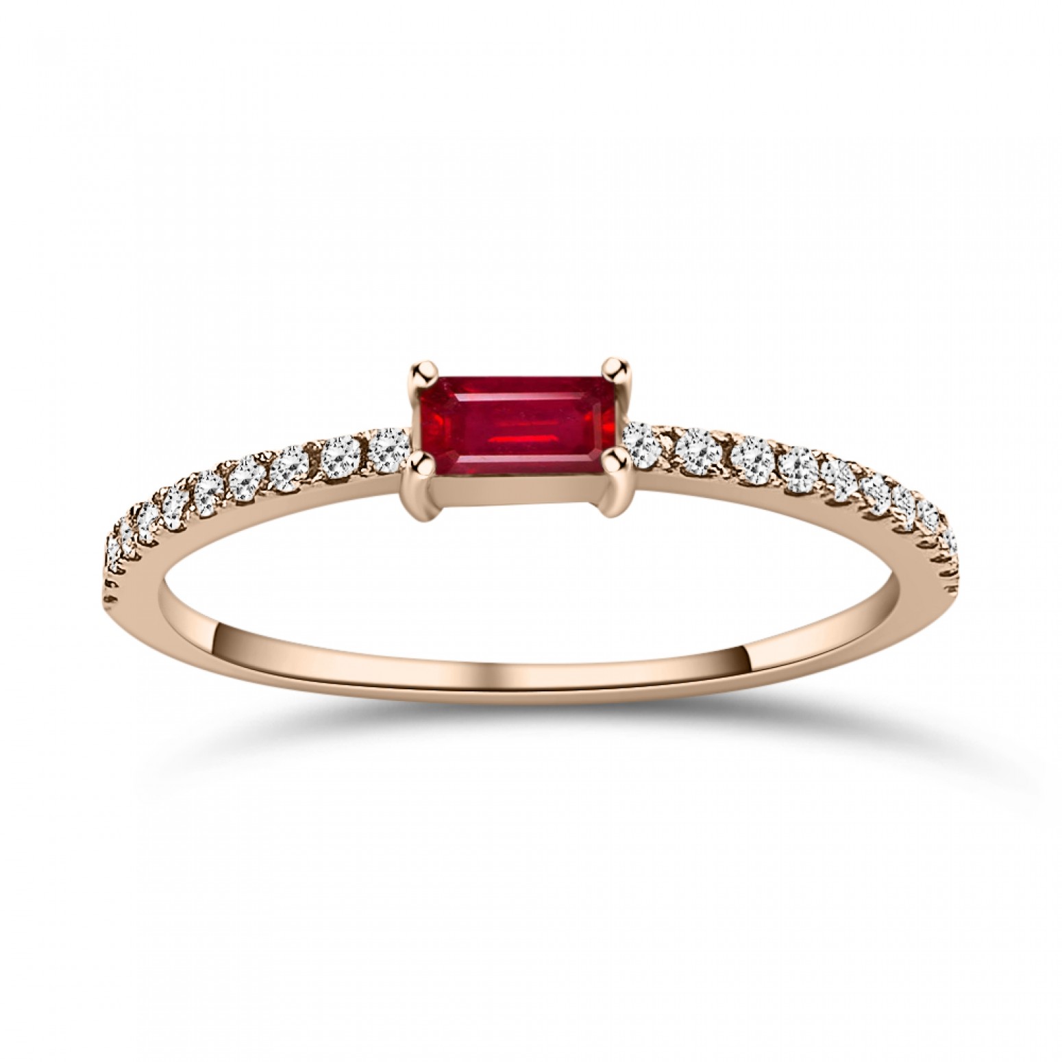 Solitaire ring 18K pink gold with ruby 0.14ct and diamonds 0.09ct VS1, H da4187 ENGAGEMENT RINGS Κοσμηματα - chrilia.gr