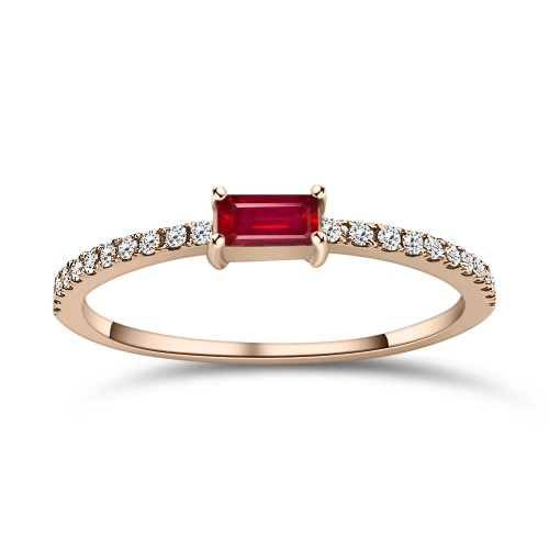 Μονόπετρο δαχτυλίδι Κ18 ροζ χρυσό με ρουμπίνι 0.14ct και διαμάντια 0.09ct VS1, H da4187 ΔΑΧΤΥΛΙΔΙΑ ΑΡΡΑΒΩΝΑ Κοσμηματα - chrilia.gr