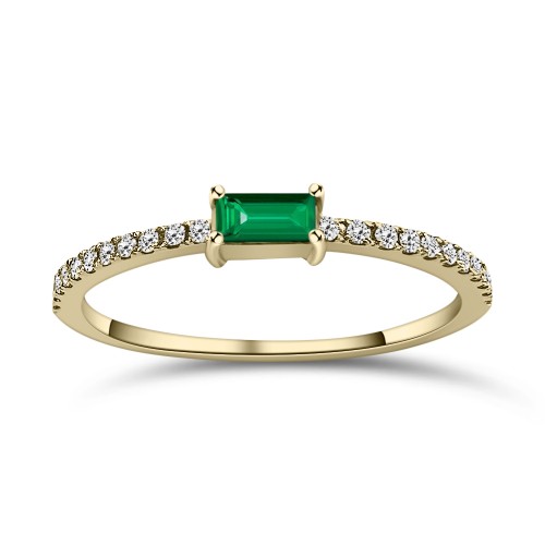 Solitaire ring 18K gold with emerald 0.12ct and diamonds 0.09ct VS1, Η da4188 ENGAGEMENT RINGS Κοσμηματα - chrilia.gr