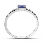 Solitaire ring 18K white gold with sapphire 0.14ct and diamonds 0.09ct, VS1, G, da4190 ENGAGEMENT RINGS Κοσμηματα - chrilia.gr