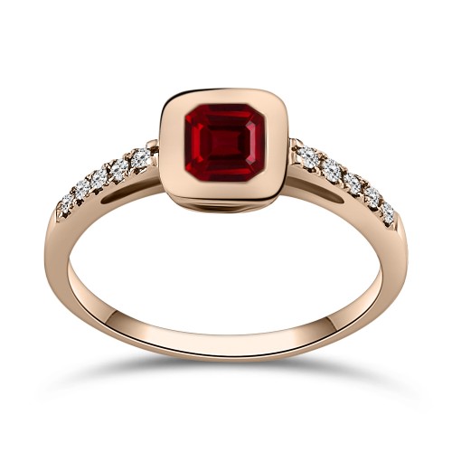 Μονόπετρο δαχτυλίδι Κ18 ροζ χρυσό με ρουμπίνι 0.65ct και διαμάντια 0.08ct VS1, H da4191 ΔΑΧΤΥΛΙΔΙΑ ΑΡΡΑΒΩΝΑ Κοσμηματα - chrilia.gr