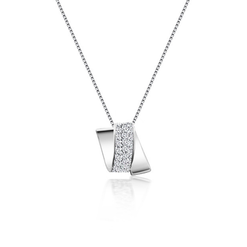 Multistone necklace 18K white gold with diamonds 0.30ct, VS1, G me0204 NECKLACES Κοσμηματα - chrilia.gr