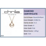 Round necklace, Κ14 pink gold with diamond 0.006ct, VS2, H ko4502 NECKLACES Κοσμηματα - chrilia.gr