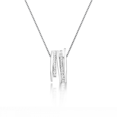 Multistone necklace 18K white gold with diamonds 0.13ct, VS1, G me0287