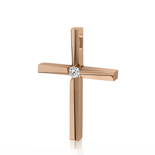 Βαπτιστικός σταυρός Κ14 ροζ χρυσό με ζιργκόν st4055 ΣΤΑΥΡΟΙ Κοσμηματα - chrilia.gr