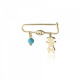 Babies pin K14 gold with girl, eye and turquoise pf0139