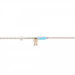 Babies bracelet K14 pink gold with girl, white pearl and turquoise pb0200 BRACELETS Κοσμηματα - chrilia.gr