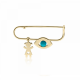 Babies pin K14 gold with girl, eye and turquoise pf0037