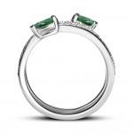 Multistone ring 18K white gold with emerald 0.45ct and diamonds, VS1, G da4209 ENGAGEMENT RINGS Κοσμηματα - chrilia.gr