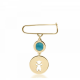 Babies pin K14 gold with girl and turquoise pf0051