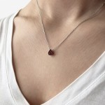 Drop necklace, Κ14 white gold with rubies, 0.47ct, ko5189 NECKLACES Κοσμηματα - chrilia.gr
