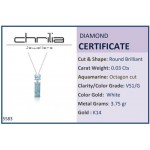 Multistone necklace 14K white gold with diamonds 0.03ct, VS1, G, aquamarine and blue topaz ko5583 NECKLACES Κοσμηματα - chrilia.gr