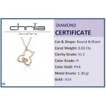 Παιδικό κολιέ Κ14 ροζ χρυσό με αρκουδάκι και διαμάντια 0.02ct, VS2, H pk0098 ΚΟΛΙΕ Κοσμηματα - chrilia.gr